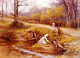 Gathering Primroses by Charles Edward Wilson